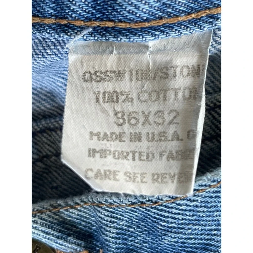 Vintage Made In USA Blue Sky Denim Co Mens 36x32 (33x30) Jeans 100% Cotton Rigid